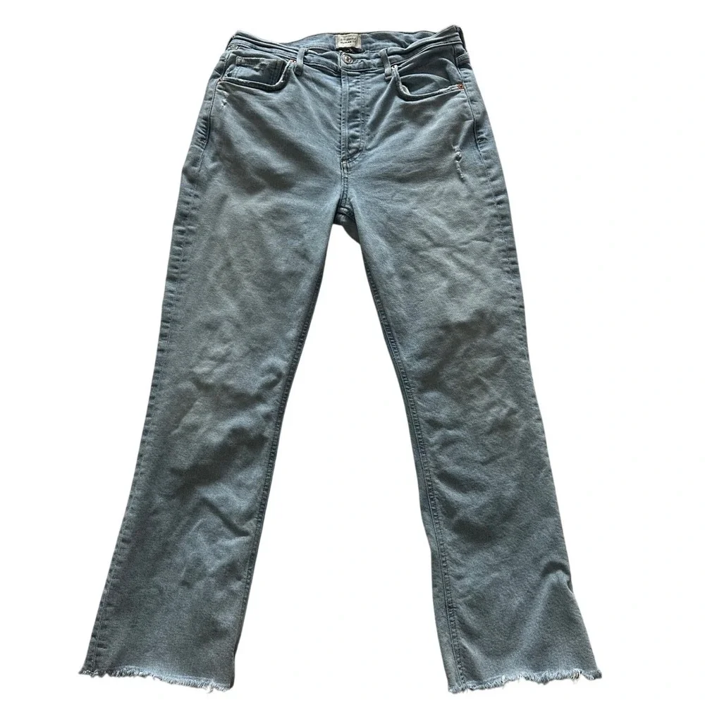 Citizens of Humanity Isola‎ High Rise Straight Cropped Jeans Light 28 Raw Hem